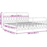  Metalni okvir kreveta uzglavlje i podnožje bijeli 200x200 cm | shoptok.hr