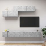  6-dijelni set TV ormarića siva boja betona konstruirano drvo | shoptok.hr