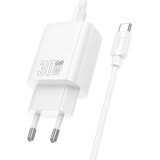 hoco. USB-C QC PD 30W stenski polnilec za telefon + USB C na USB C kabel N62 bel | Shoptok.si