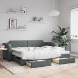 vidaXL Izvlečna dnevna postelja s predali temno siva 100x200 cm blago Cene