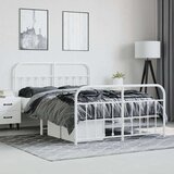 vidaXL Kovinski posteljni okvir z vzglavjem in vznožjem bel 140x200 cm | Shoptok.si