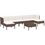 Maison Chic Seti vrtnega pohištva - Vrtna garnitura - Vrtni pohištvo set 8-delna z blazinami poli ratan rjava, (21799793) | Shoptok.si