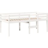 vidaXL Visoka postelja s streho bela 75x190 cm trdna borovina, (21243281) | Shoptok.si