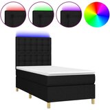  Box spring postelja z vzmetnico LED črna 90x200 cm blago, (20791549) | Shoptok.si