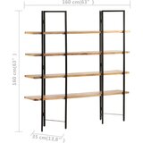 Police za knjige s 4 razine 160x35x160 cm masivno drvo manga | shoptok.hr