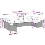  Set od 10 komada vrtnih kauča s jastučićima Crni poli ratan | shoptok.hr