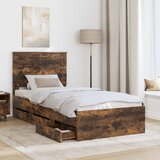  Krevetna konstrukcija s ladicama Dimljeni hrast 90 x 200 cm | shoptok.hr