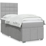 vidaXL Okvir kreveta s oprugama i madrac svjetlosivi 80x200cm tkanina | shoptok.hr