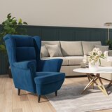 The Living Store Fotelj iz modrega žameta - Naslanjač, (21493686) | Shoptok.si