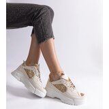 Gemre Beige women's sneakers with glitter inserts Caraballo | Shoptok.si