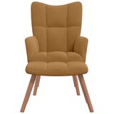  Stolica za opuštanje s osloncem za noge smeđa baršunasta | shoptok.hr