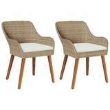 vidaXL Vrtni Stol z blazino 2 pcs Bež 55 x 62.5 x 82cm poli ratan, (5000044995) | Shoptok.si