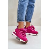 Boto Suede Women Sneakers On Platform With Thick Lacing Fuchsia Artiker | shoptok.hr