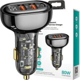 Usams AVTOPOLNILEC 2XUSB 1XUSB-C 80W FAST CHARGE ČRN, (22007303) | Shoptok.si