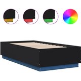 Maison Chic Posteljni okvir - Enojna postelja - Postelja za odrasle z LED lučkami črn 75x190 cm inženirski les, (21696146) Cene