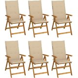  Sklopive stolice 6 kom s jastucima od punog bagremovog drveta Bež 120 x 50 x 3 cm | shoptok.hr