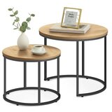 BOLZZ Okrugli sto za kafu, 2 komada - hrast / crne nogare | ePonuda.com