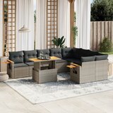 Maison Chic Seti vrtnega pohištva - Vrtna garnitura - Vrtni pohištvo set 10-delna z blazinami siv poli ratan, (21816034) | Shoptok.si