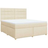 vidaXL Box spring postelja z vzmetnico krem 180x200 cm blago, (21306120) | Shoptok.si