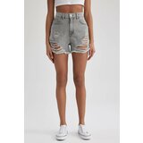 Defacto Mom Fit Normal Waist Cropped-Tip Jean Shorts cene