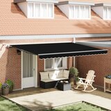 vidaXL Automatska Uvlačiva Tenda s LED Crna 450x350 cm, Zamjena Tende za okvir 4,5x3,5 m Crna Cijene
