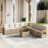 Maison Chic Seti vrtnega pohištva - Vrtna garnitura - Vrtni pohištvo set 11-delna z blazinami bež poli ratan, (21815848) | Shoptok.si