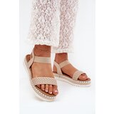 Boto Ladies Sandals With Braiding On Decorated Platform Beige Velara | ePonuda.com