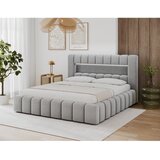 ELTAP Siva oblazinjena zakonska postelja s prostorom za shranjevanje z letvenim dnom 140x200 cm Lamica – | Shoptok.si