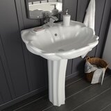 vidaXL Prostostoječi umivalnik & podstavek keramika 580x510x200 mm bel Cene