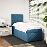 vidaXL box spring krevet s madracem plavi 100x200 cm baršunasti | shoptok.hr