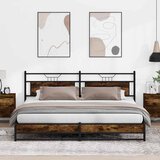 Maison Chic Kovinski Posteljni okvir - Dvoposteljna postelja - Zakonska postelja brez vzmetnice dimljen hrast 193x203cm, (21693601) | Shoptok.si
