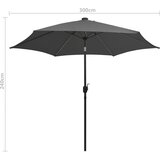 Vrtni suncobran LED s aluminijskim stupom 300 cm antracit | shoptok.hr