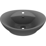 Razkošen umivalnik ovalen mat temno siv 58,5x39 cm keramika, (21409156) | Shoptok.si
