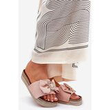 Boto Women's Platform Slippers With Bow And Decorative Brooch Pink Lenela | shoptok.hr