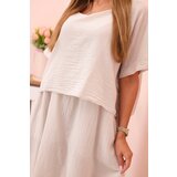 Kesi Włoski Women's cotton dress with a loose fit beige | ePonuda.com