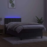  Box spring postelja z vzmetnico LED temno siva 90x190 cm žamet, (20937975) | Shoptok.si