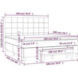  Box spring postelja z vzmetnico temno siva 180x200 cm žamet, (21089232) | Shoptok.si
