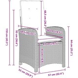 vidaXL 3-dijelni set vrtne blagovaonice s jastučićima u svjetlosivom PVC ratan | shoptok.hr
