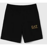 Ea7 Emporio Armani Otroške bombažne kratke hlače črna barva