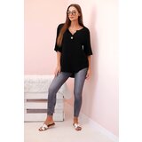 Kesi Włoski Women's muslin shirt with a button black | shoptok.hr