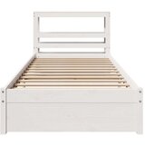  Posteljni okvir z vzglavjem bel 90x200 cm trdna borovina, (21311138) | Shoptok.si