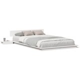 vidaXL Posteljni okvir z nočnimi omaricami Bela 120x200cm Trden les | Shoptok.si