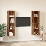 vidaXL TV Kabinet za Zid 4 pcs Staro drvo 37 x 37 x 72 cm | shoptok.hr