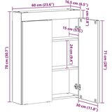  Kopalniška ogledalna omara z vrati TULUM Bela 60 x 16,5 x 78 cm, (5000157257) | Shoptok.si