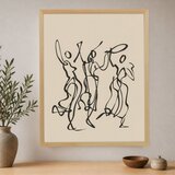 Wallxpert uramljena slika na platnu Cc-D-Ah-1045, tri ženske figure u plesu, crne linije na bež pozadini, 70 x 95 cm | Eponuda.com