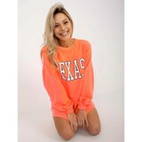 Fashion Hunters Fluo orange long oversize sweatshirt with a print Cene