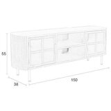White Label TV omarica iz masivnega kavčukovca v naravni barvi 150x55x38 cm Yaz – | Shoptok.si