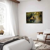  Slika - Boat crossing - painting of two women sailing a boat on a river 120x80 U prirodnom drvenom okviru | shoptok.hr