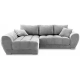 Windsor & Co Sofas svetlo siva kotna raztegljiva sedežna garnitura z žametnim oblazinjenjem Windsor & Co Zofe Nuage, levi kot