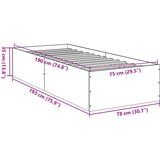  Okvir kreveta boja betona 75x190 cm od konstruiranog drva | shoptok.hr